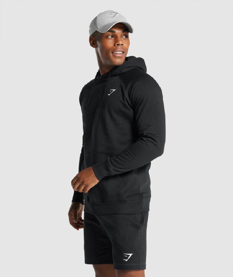 Bluzy Z Kapturem Męskie Gymshark Crest Czarne | PL 3578AHK